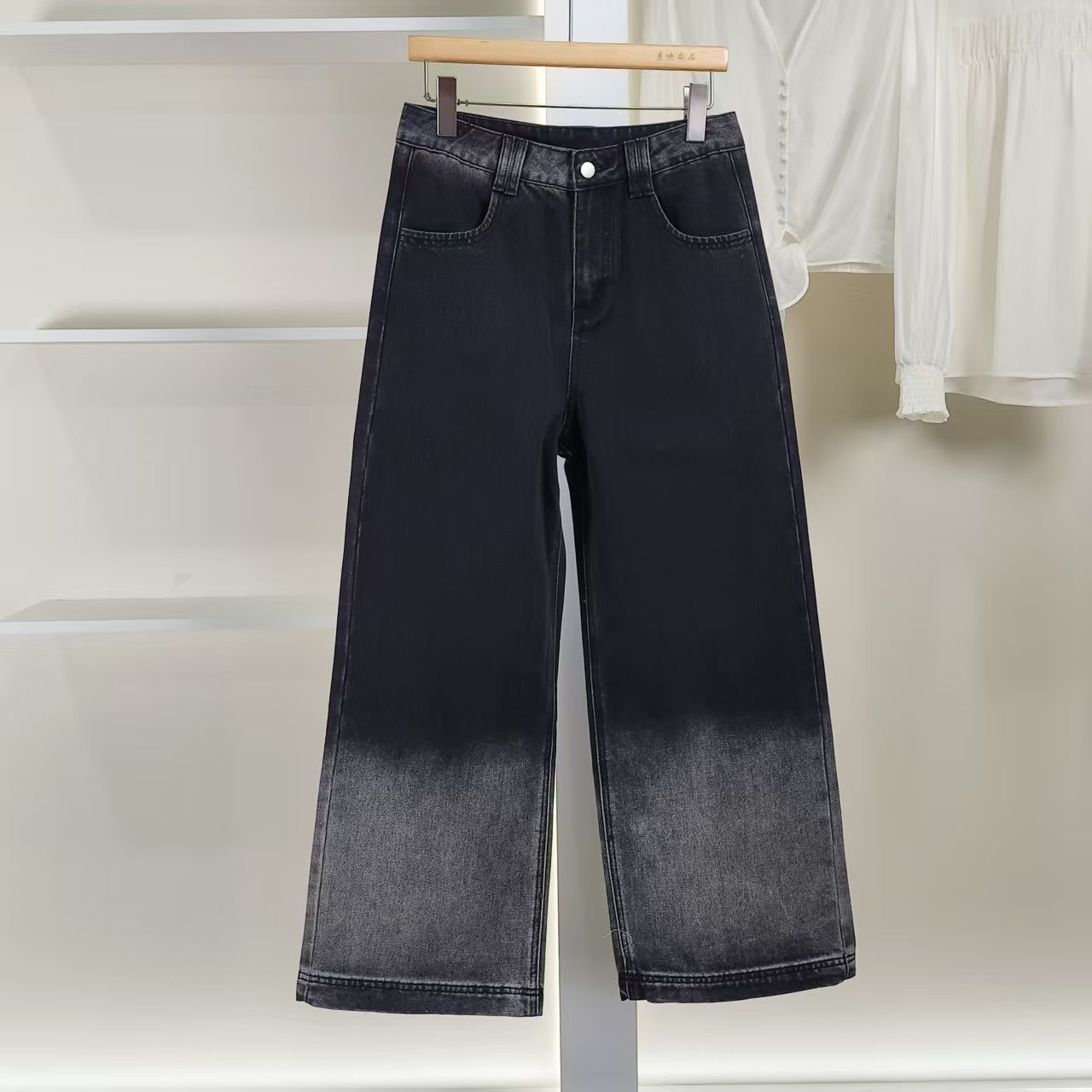 麦迪尚品【夕Y】50910105 春秋时尚休闲牛仔阔腿长裤品牌女装
