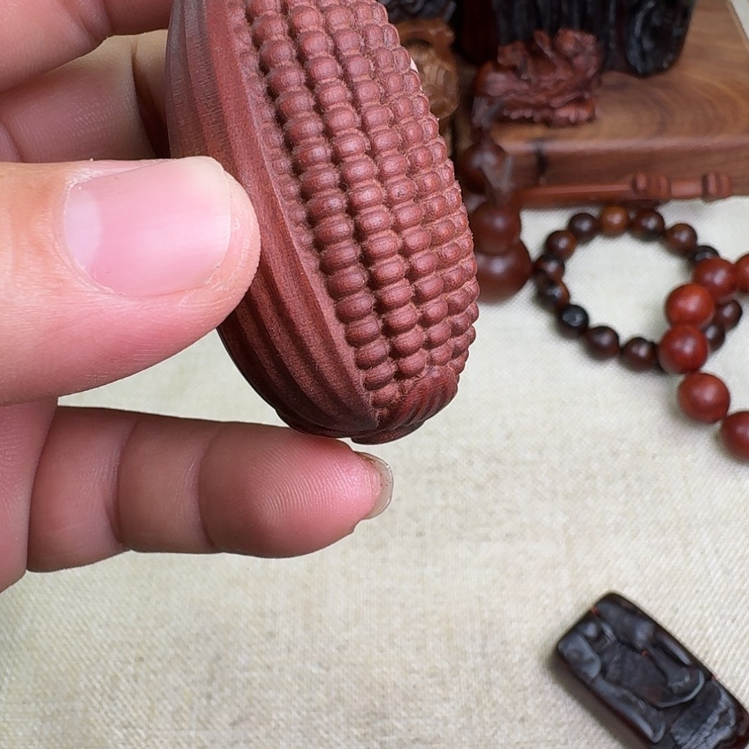 木雷击枣木手把件玉米