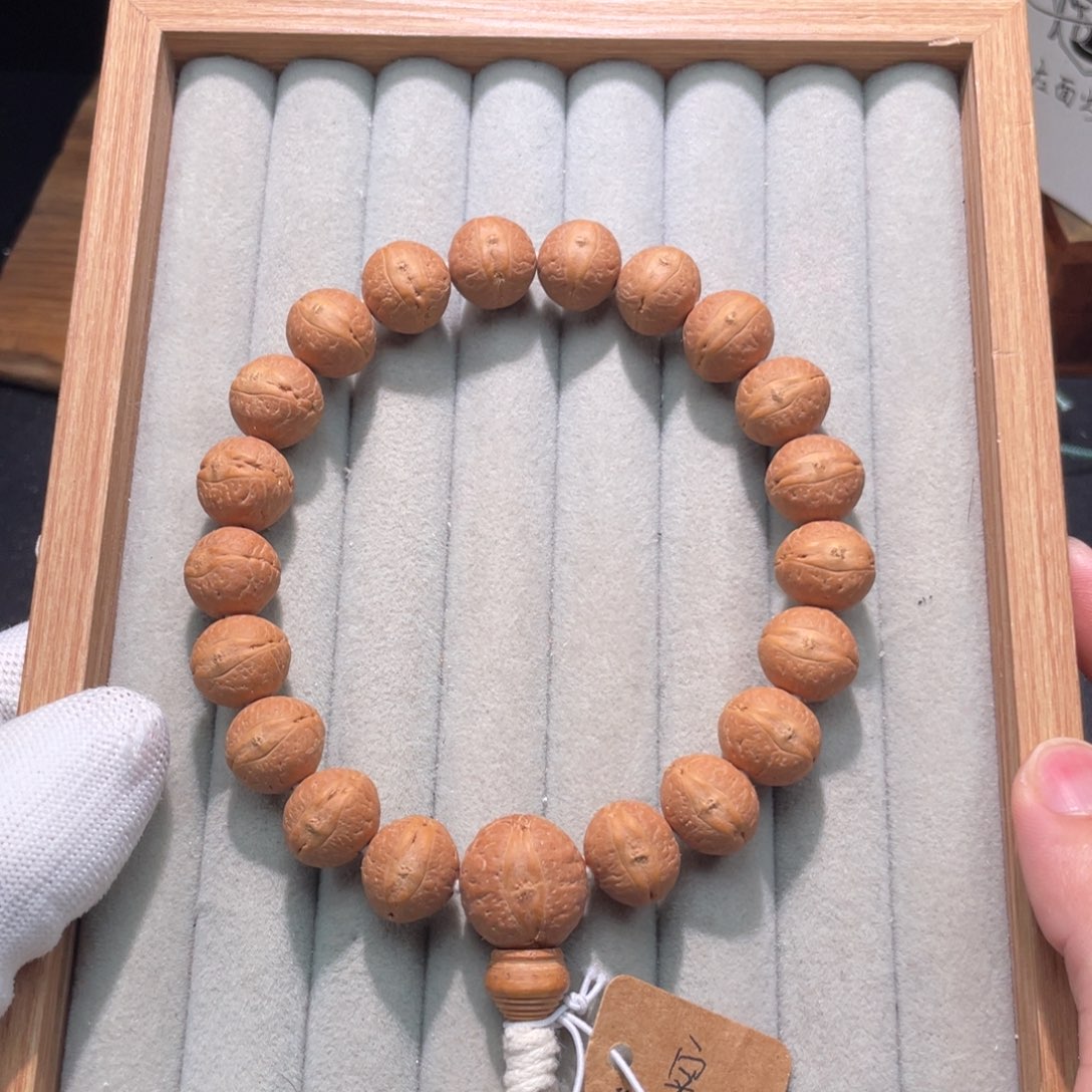 凤眼菩提手串02实心飞碟玉化皮