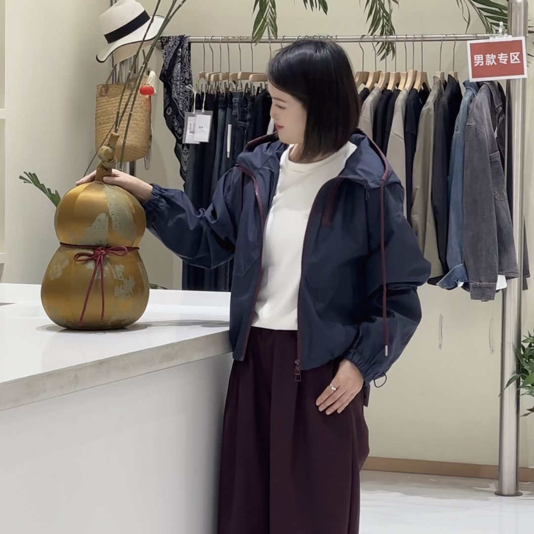 XINYIGE夹克帽领外套韩版•风衣拉链短款