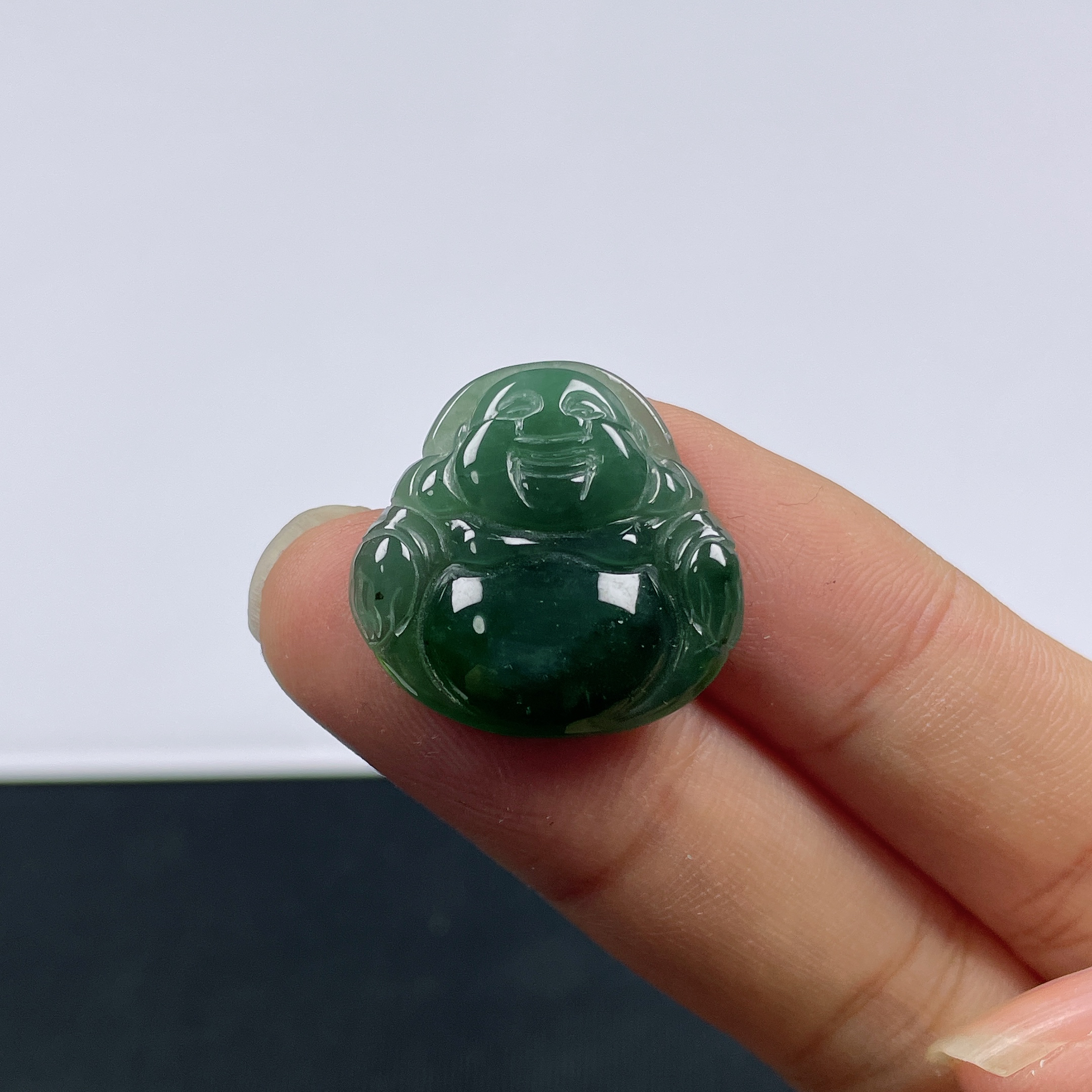 天然翡翠A货佛公翡翠吊坠精致小巧小提溜可爱冰绿女款宝宝Q055