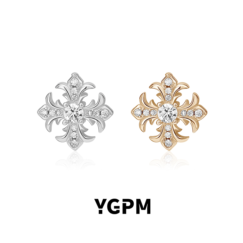 925银莫桑石耳饰 YGPM鸢尾花耳钉女小众设计感轻奢气质松弛感耳环