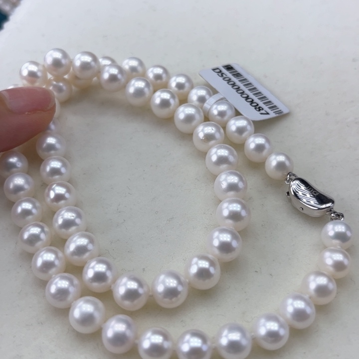 淡水珍珠颈饰银S925镶嵌8➕极光冷白高品