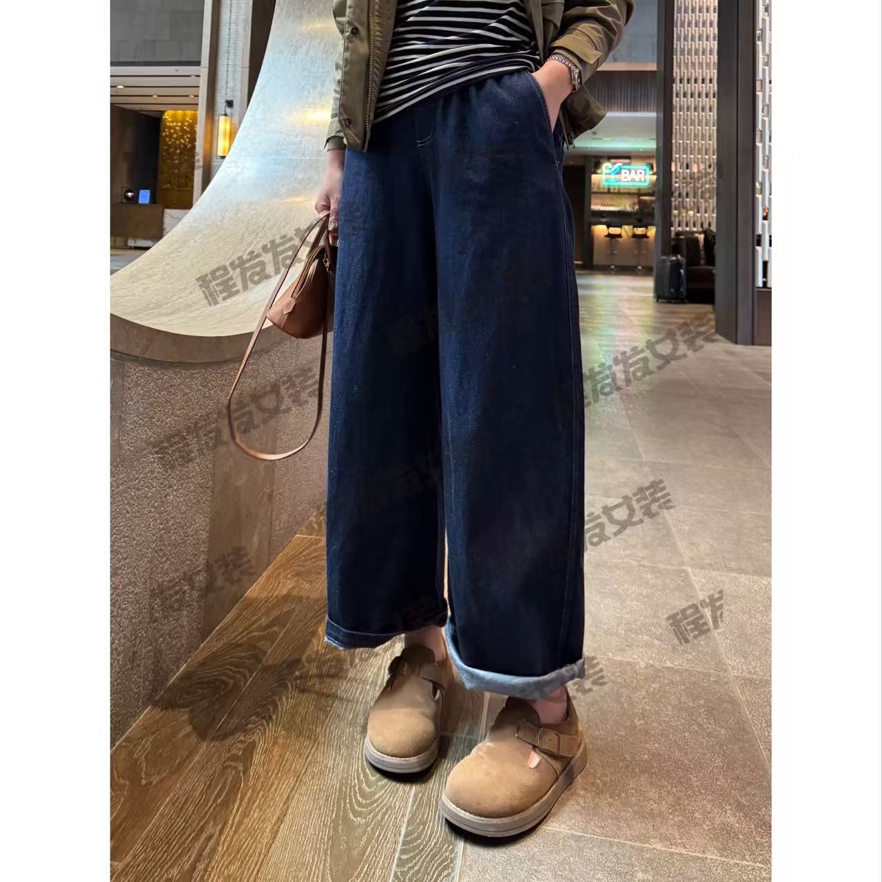 【程发发】（尘圆）山茶花亚麻茧型牛仔裤F1851