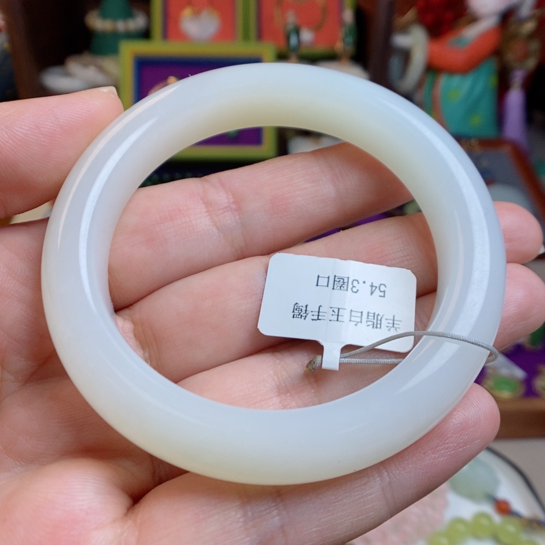 和田玉手镯未镶嵌小**_54.3