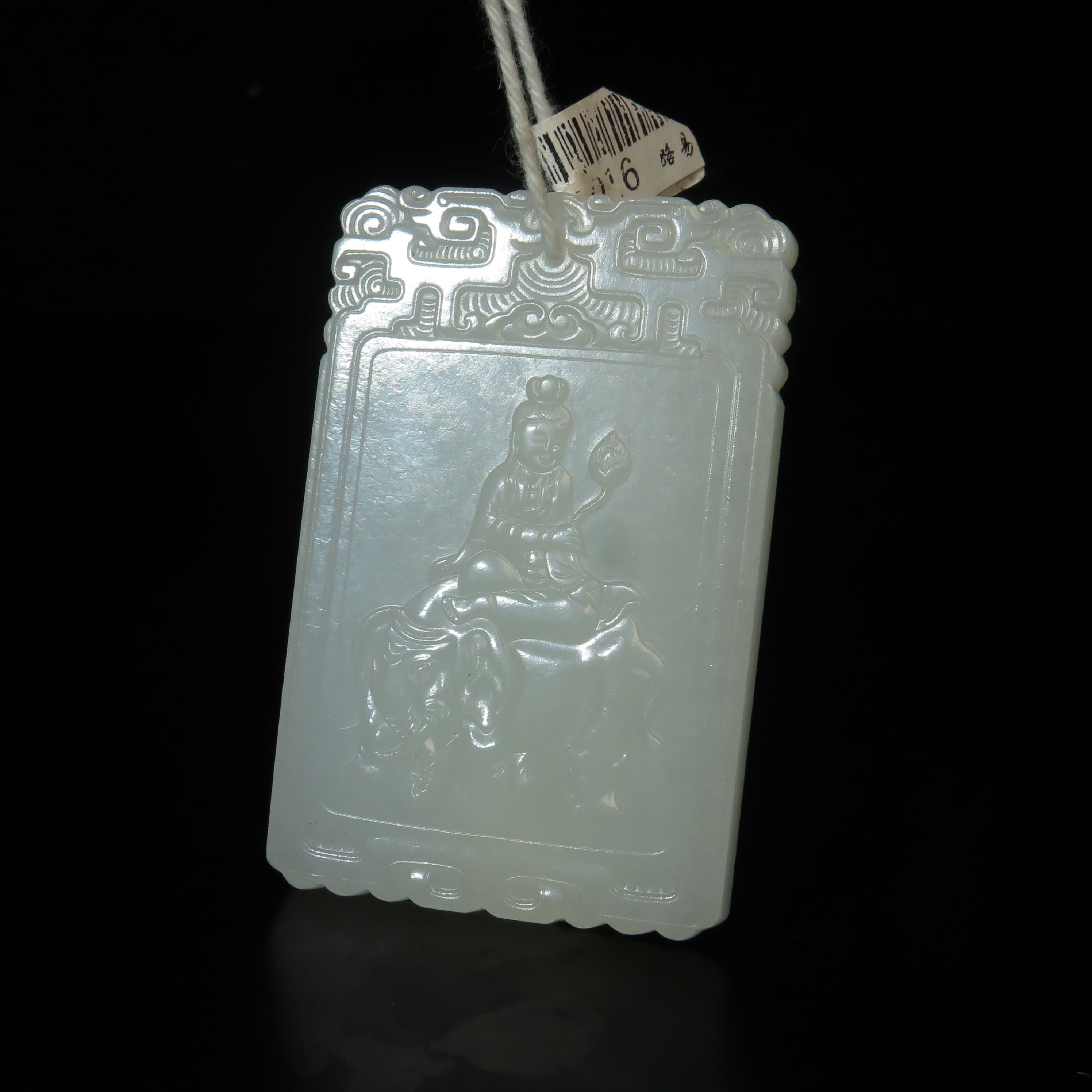 清代和田玉普贤菩萨牌饰/MZ019372/和田玉/民族文物