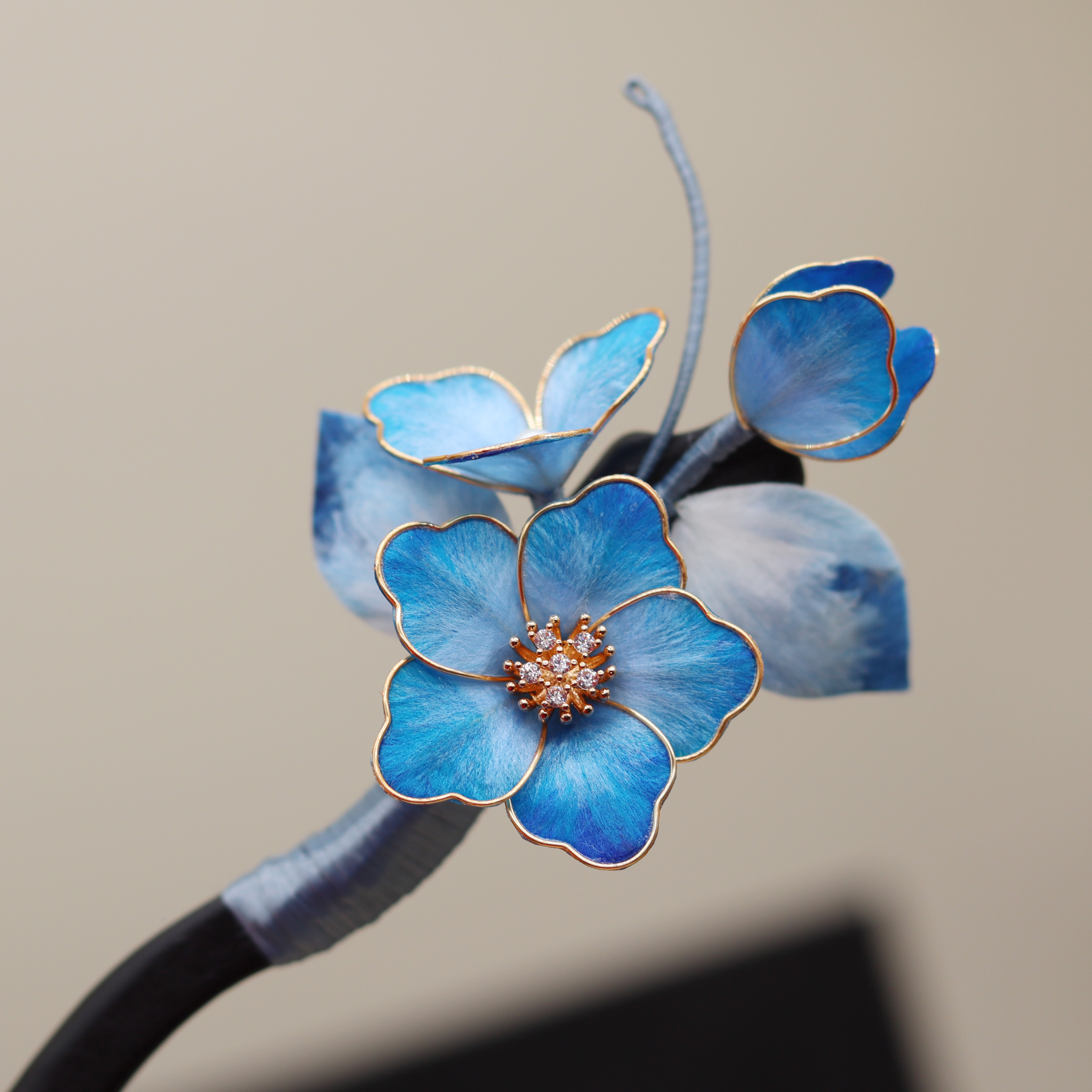 青笺 蚕丝绒花木簪子发钗子新中式国风头饰