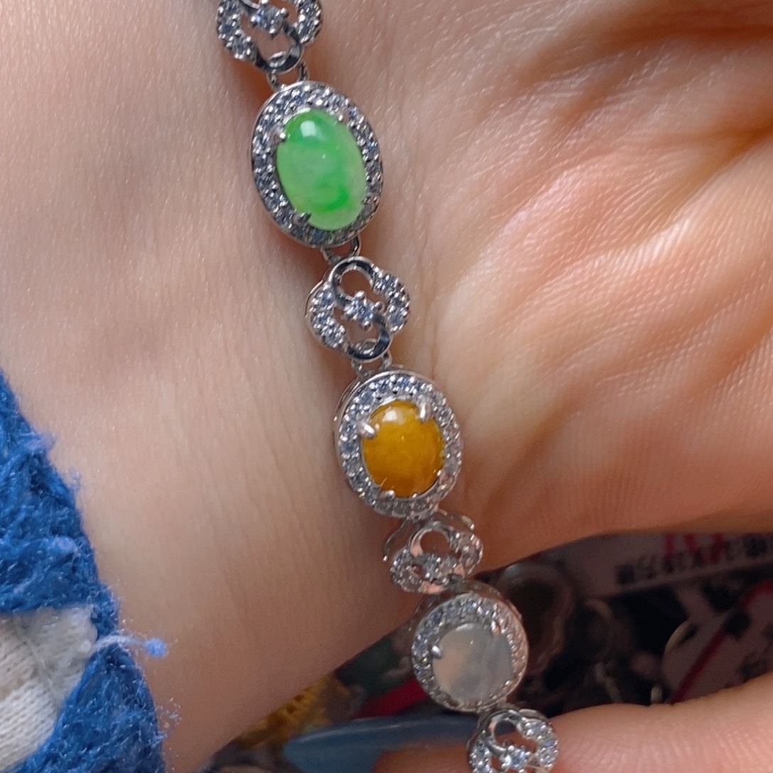 银S925镶嵌戒指翡翠百内无证书