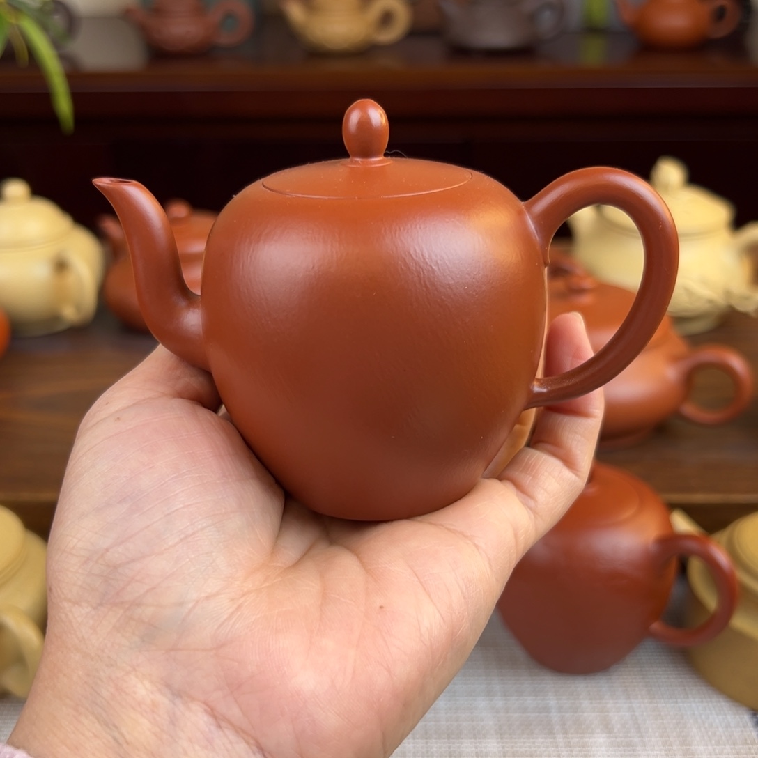 紫砂茶壶朱泥美人肩全手145cc