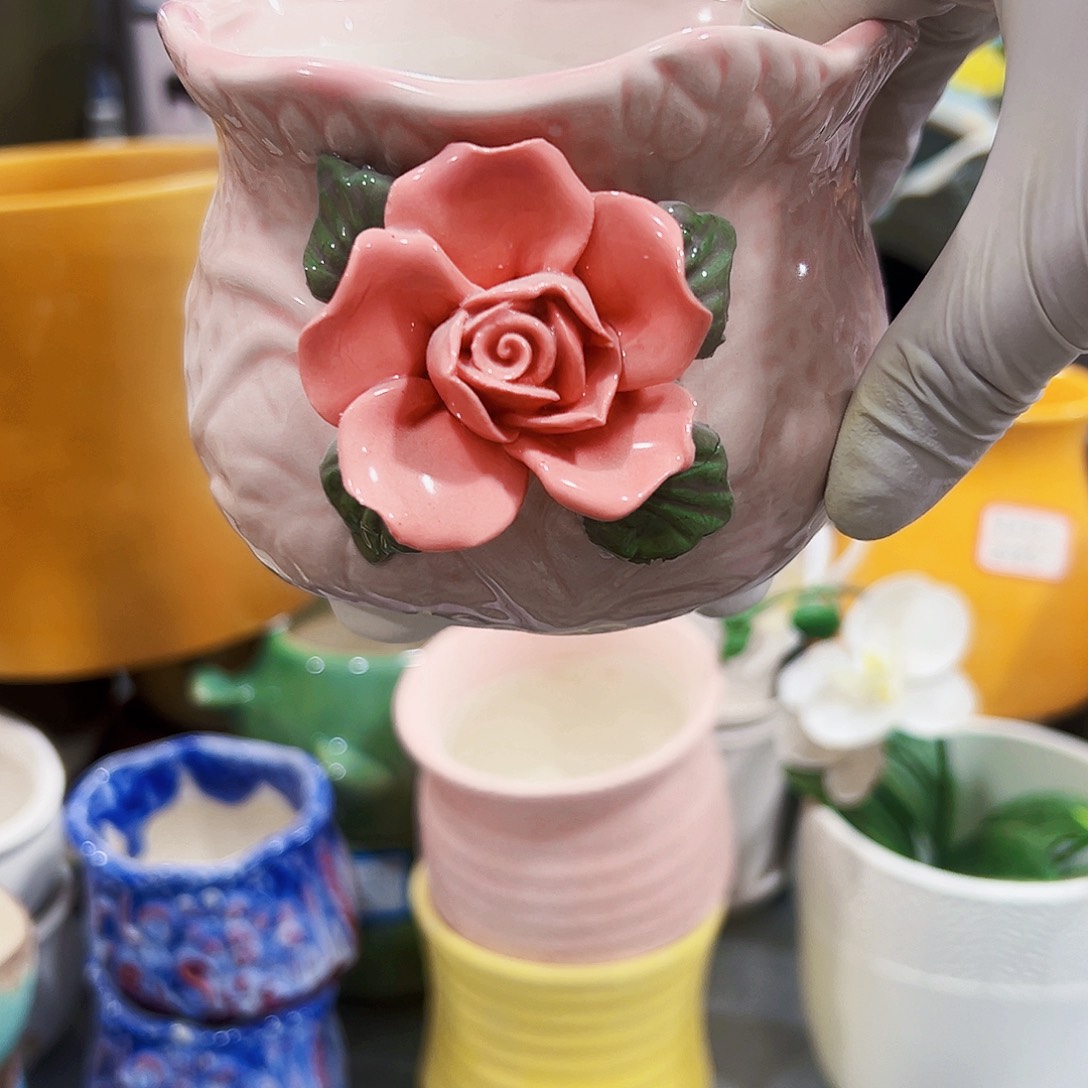 有孔，外贸尾单陶瓷花盆凑单10米包邮