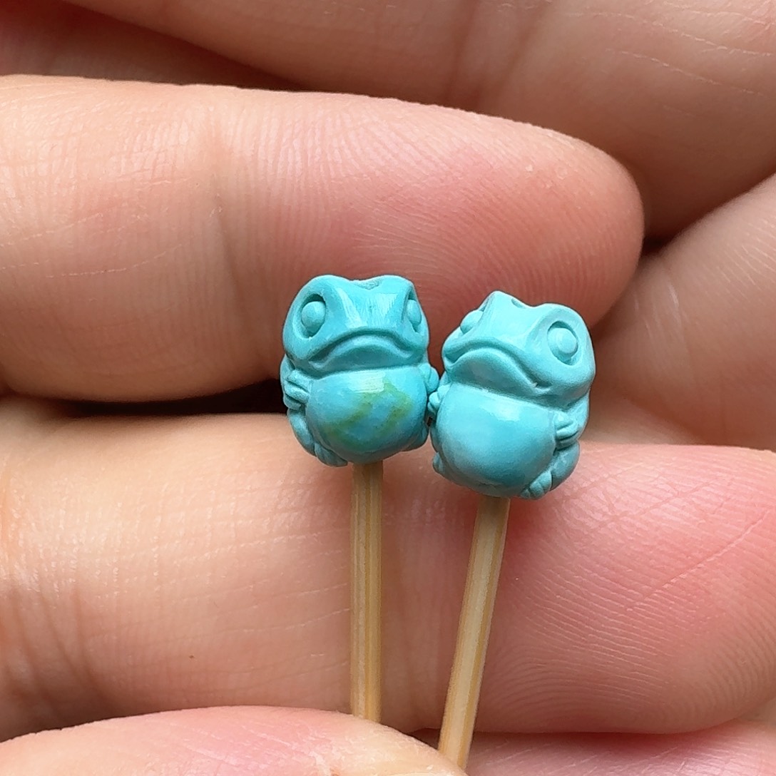 绿松石小青蛙一对未镶嵌