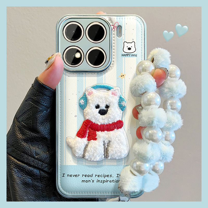 金属漆气垫耳机小狗适用苹果17手机壳iPhone16华为OPPO小米vivo女