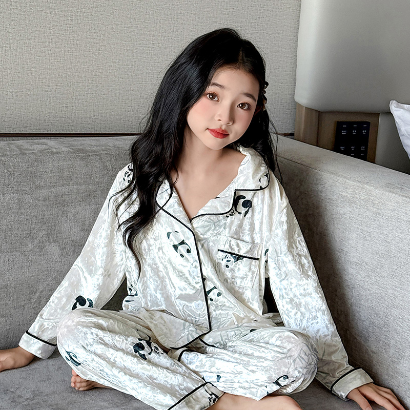 儿童金丝绒睡衣秋2025新款女童秋冬空调房套装女孩春秋长袖家居服