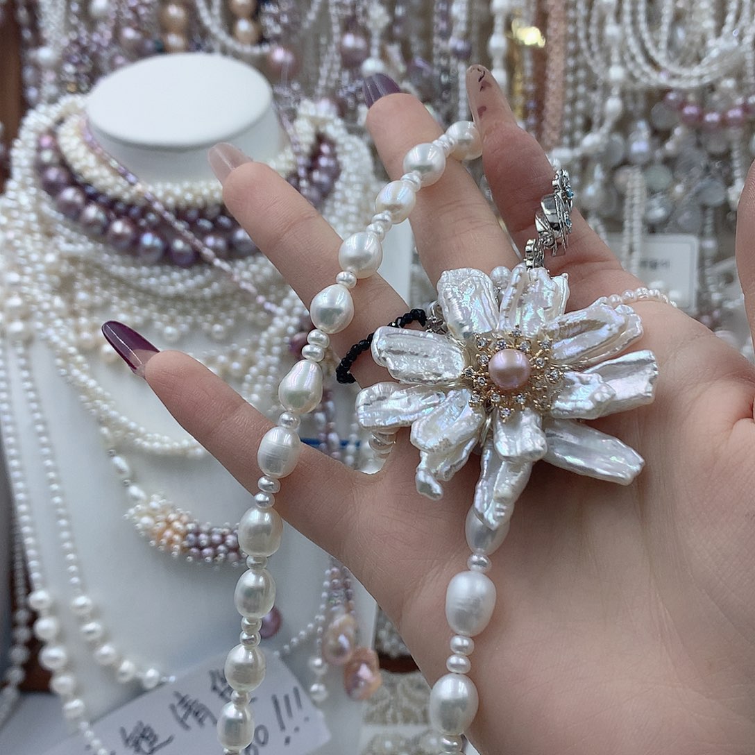 番***汤耳饰淡水珍珠银S925镶嵌