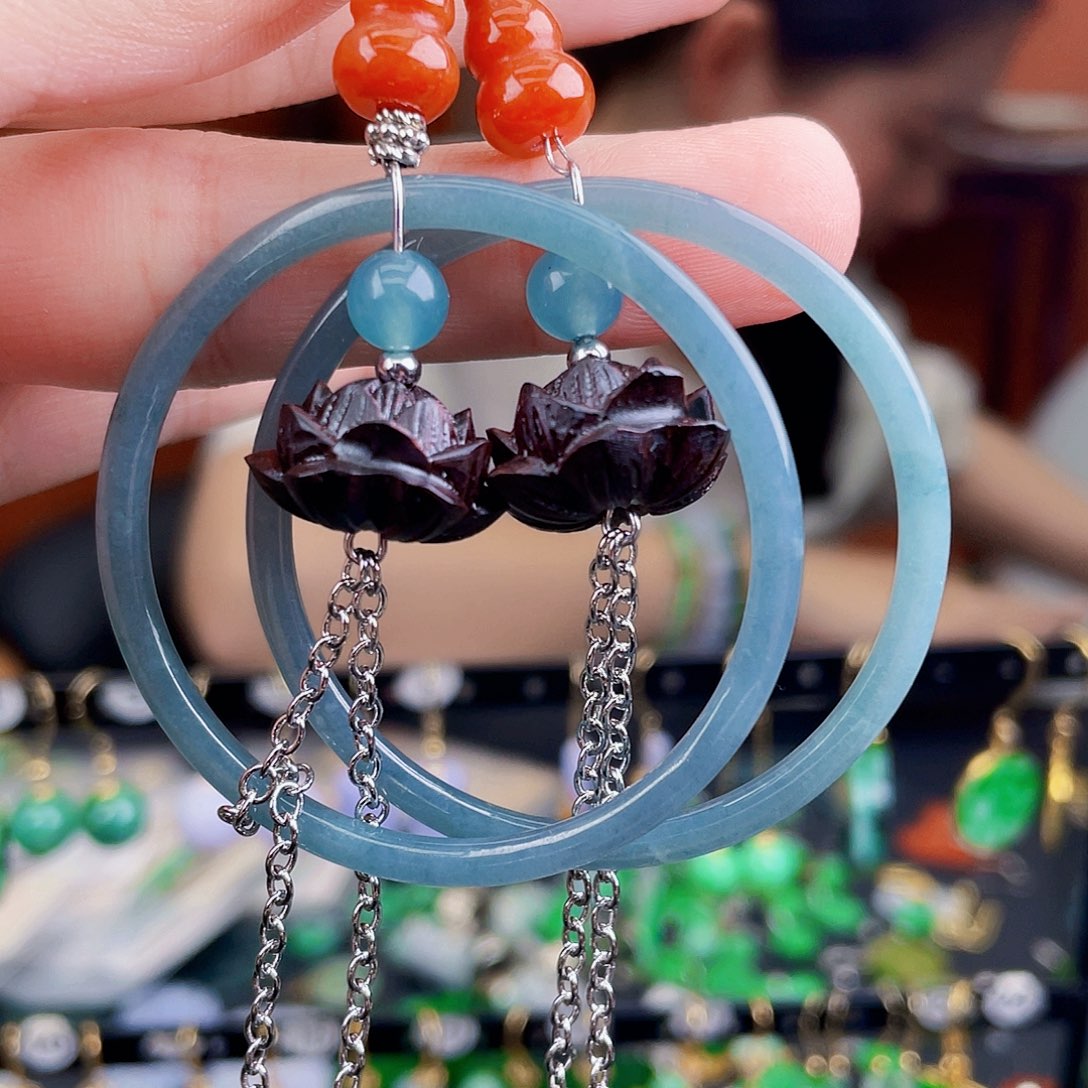 翡翠未镶嵌耳饰饰品