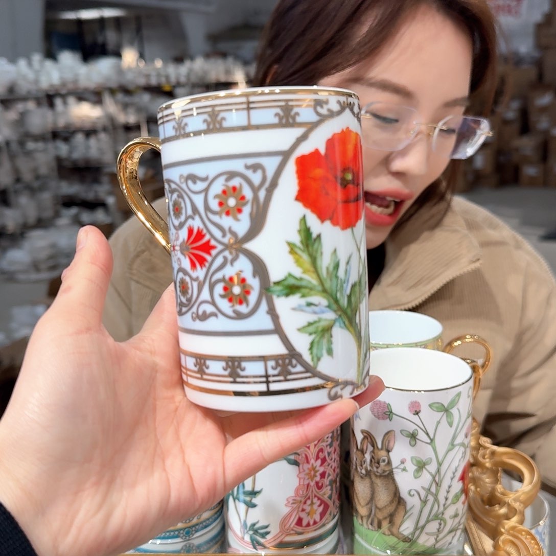 瓷鹅黄原单马克杯一个400ml微瑕