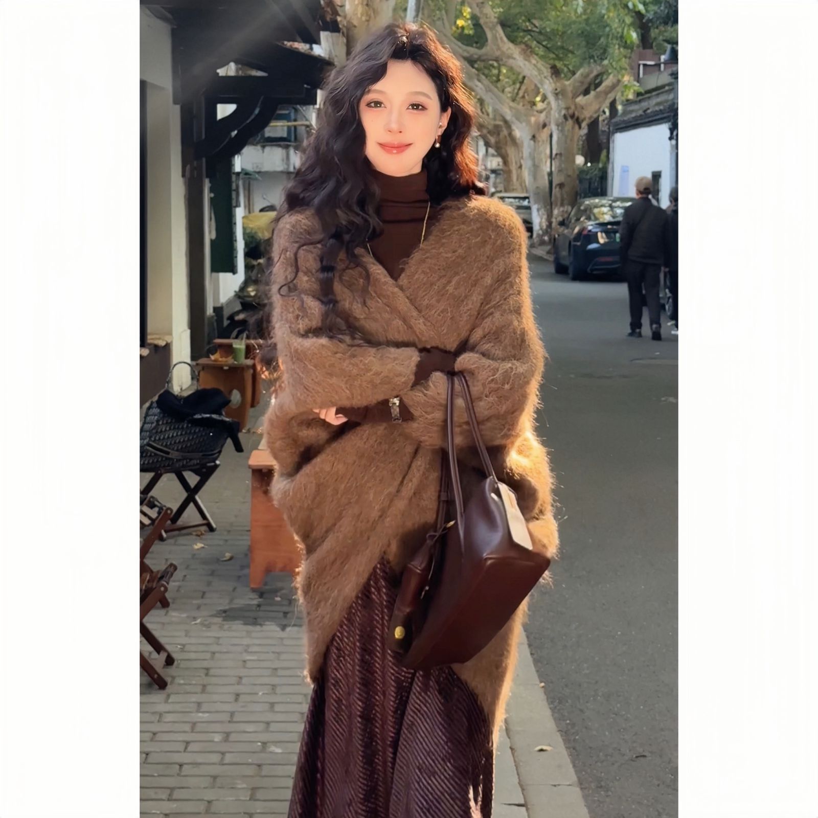 LILI《秋日麦田》羊驼毛时尚复古宽松保暖针织开衫KS001