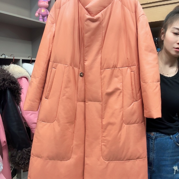 橘色女装羽绒皮衣