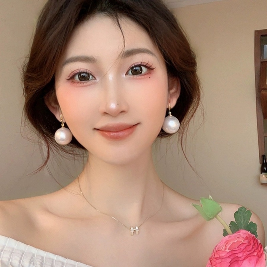 合金仿珍珠耳饰 新款法式轻奢洋气加大2cm耳饰耳钩8055-2699