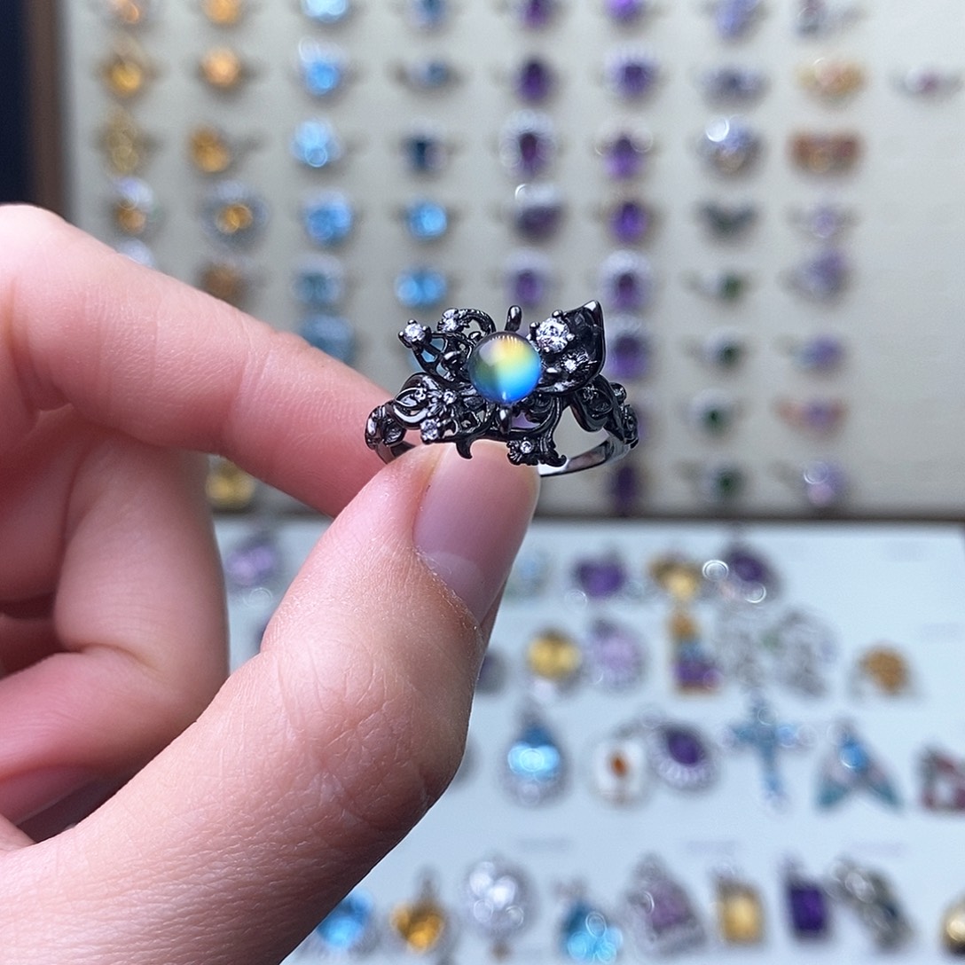 月光石戒指银S925镶嵌（需要证书备注）