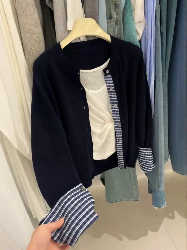春季单排扣毛衣外套