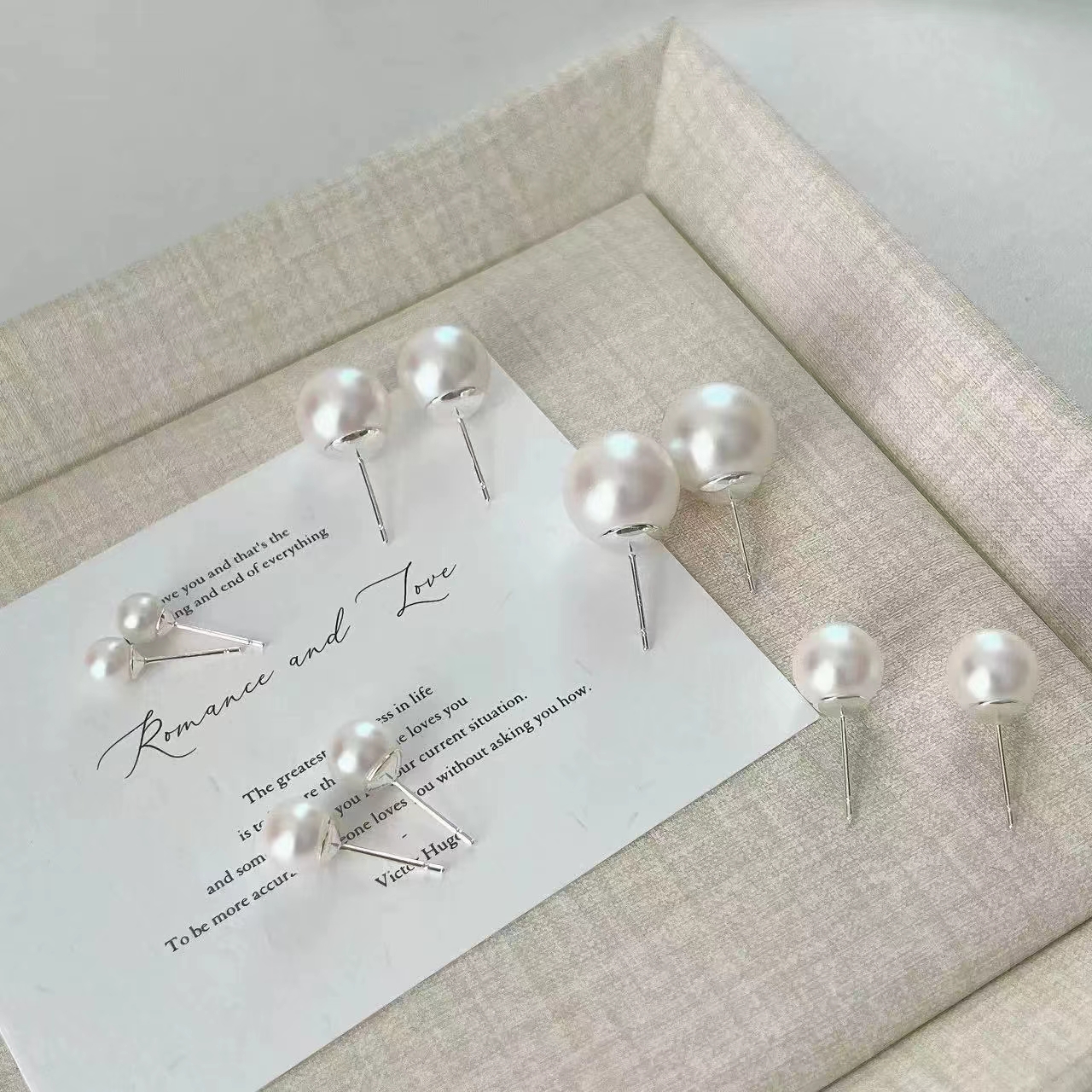 925银耳饰 气质甜美粉白珠珠耳饰小香风仙女精致优雅轻奢