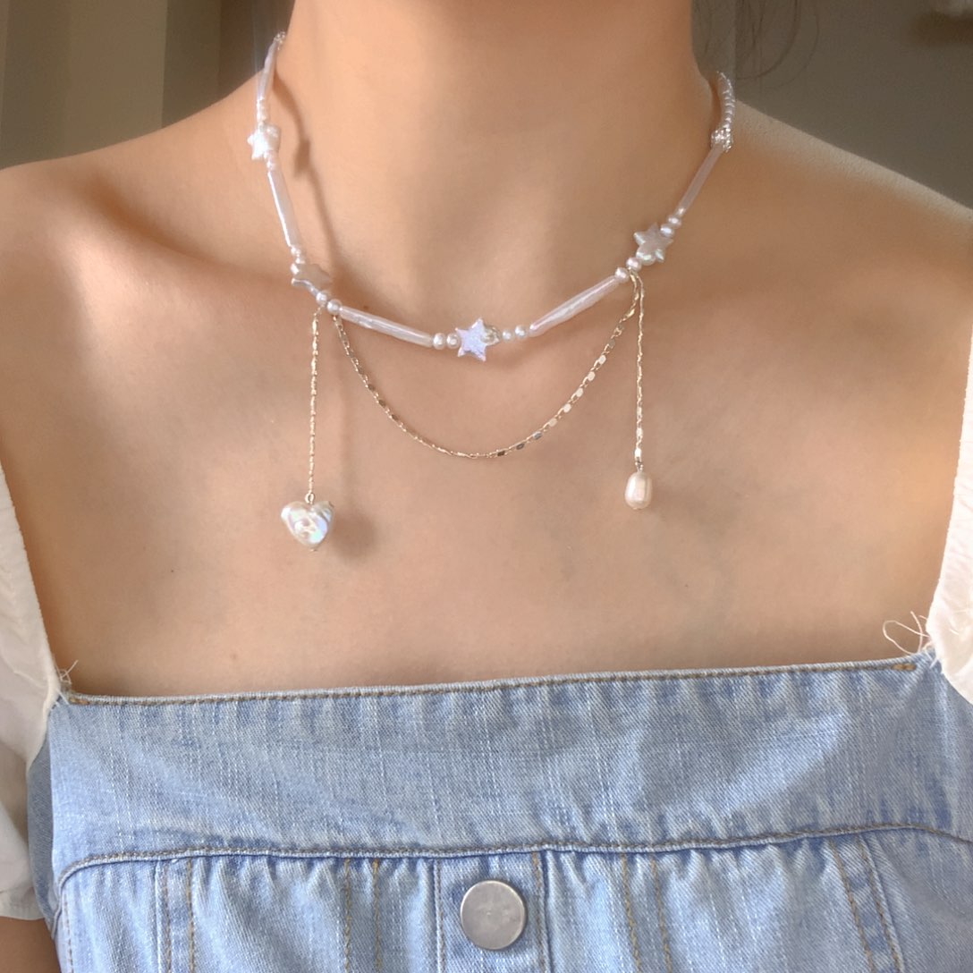 合金淡水珍珠项链脑****了