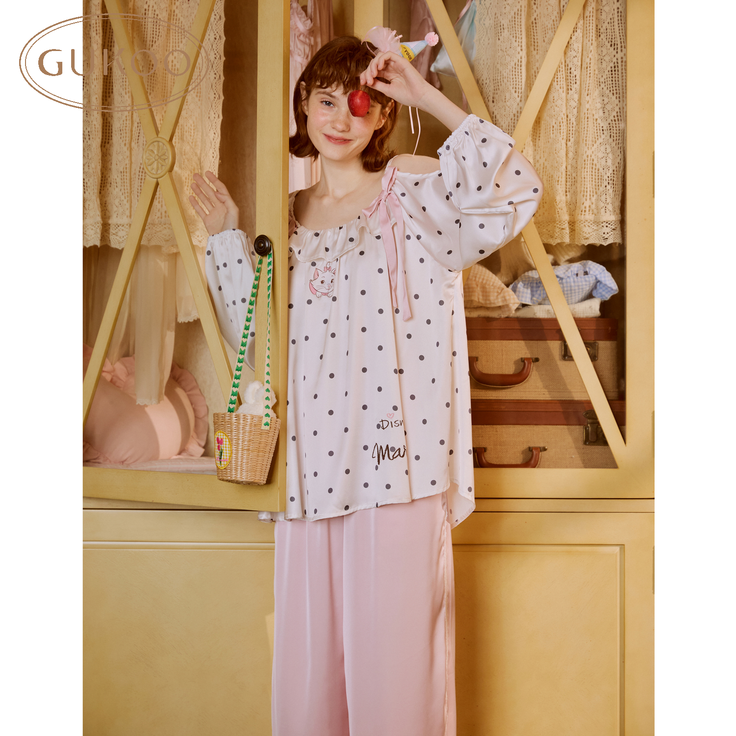 Gukoo/果壳春夏26年新款玛丽猫联名甜美女家居服套装