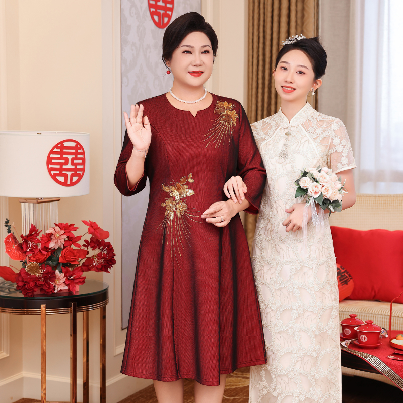 中长款高贵中老年女装中国风婚宴装高级感晚宴礼服连衣裙WH25561