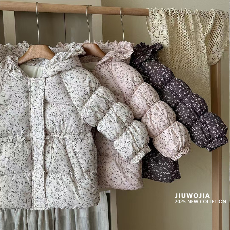 25冬季女童加绒加厚棉服女小童韩版洋气外套女宝连帽中长款棉袄
