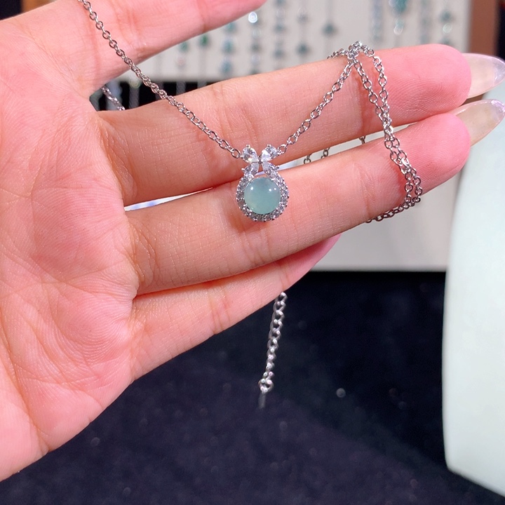 翡翠银S925镶嵌颈饰303蓝