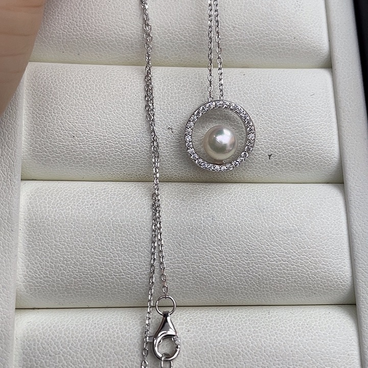 淡水珍珠银S925镶嵌颈饰
