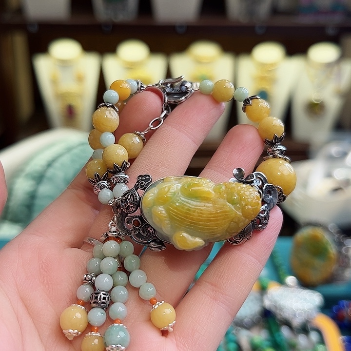 翡翠手链银S925镶嵌手链