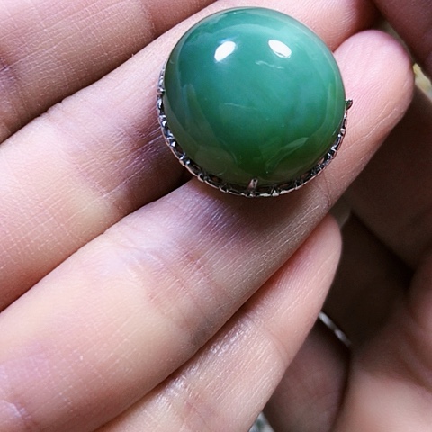 和田玉银S925镶嵌戒指