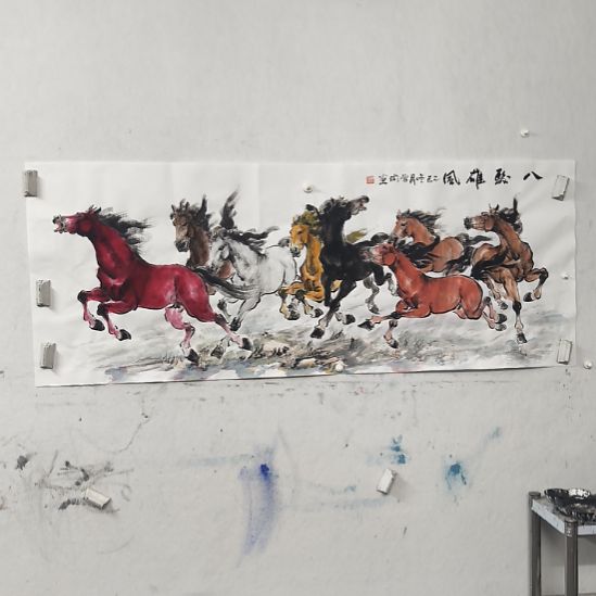 山***子国画八骏日行三万里