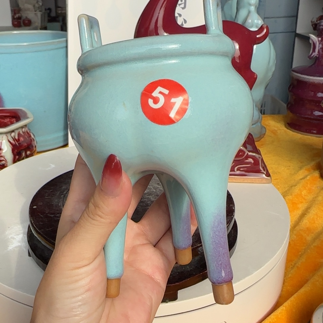 摆件瓷郑家钧窑摆件微