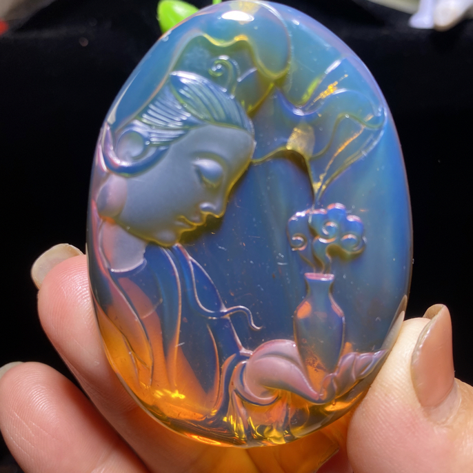 缅甸天然琥珀，净瓶观音 克重24克，规格59/42.7/16mm
