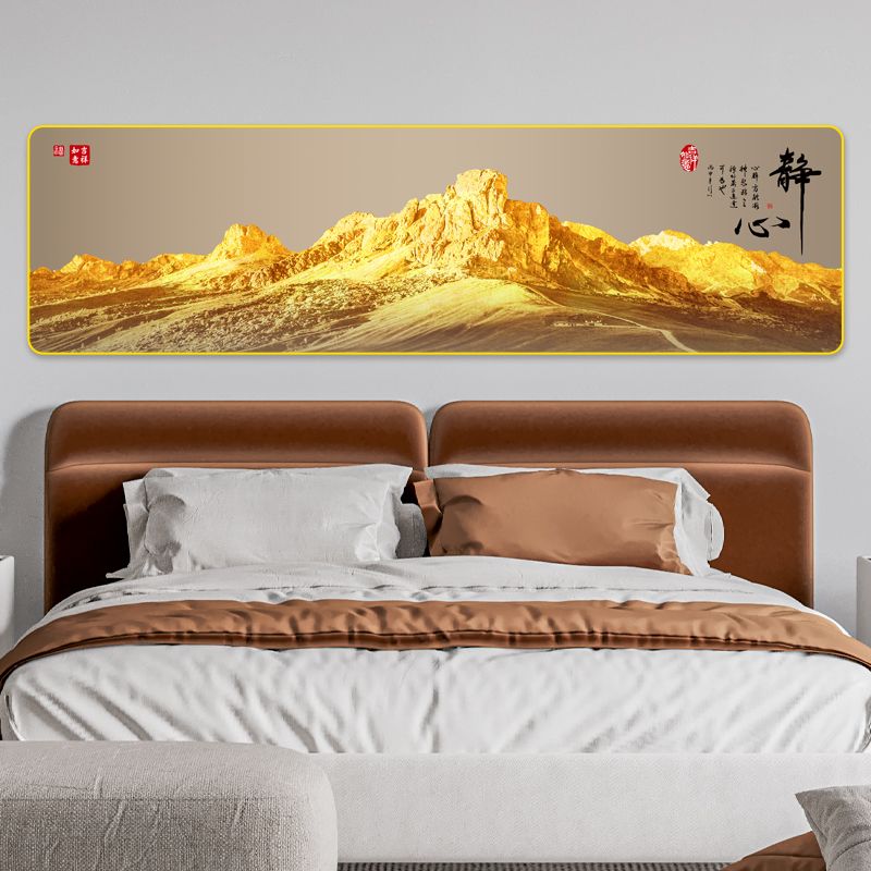 U058背靠金山壁画主卧床头装饰画客厅沙发中堂床头卧室挂画墙画