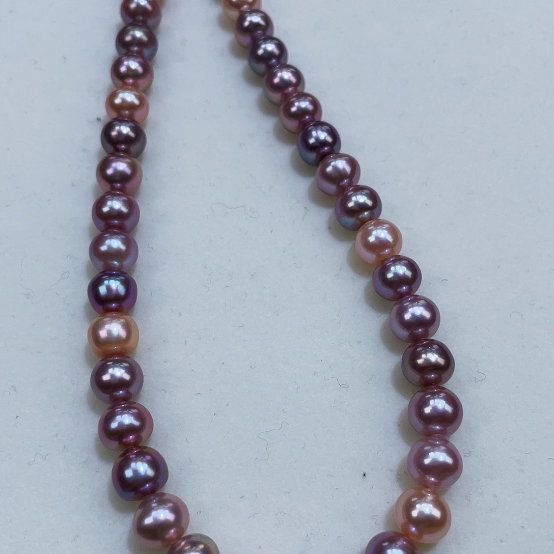 淡水珍珠颈饰银S925镶嵌8m左右炫彩糖果珠