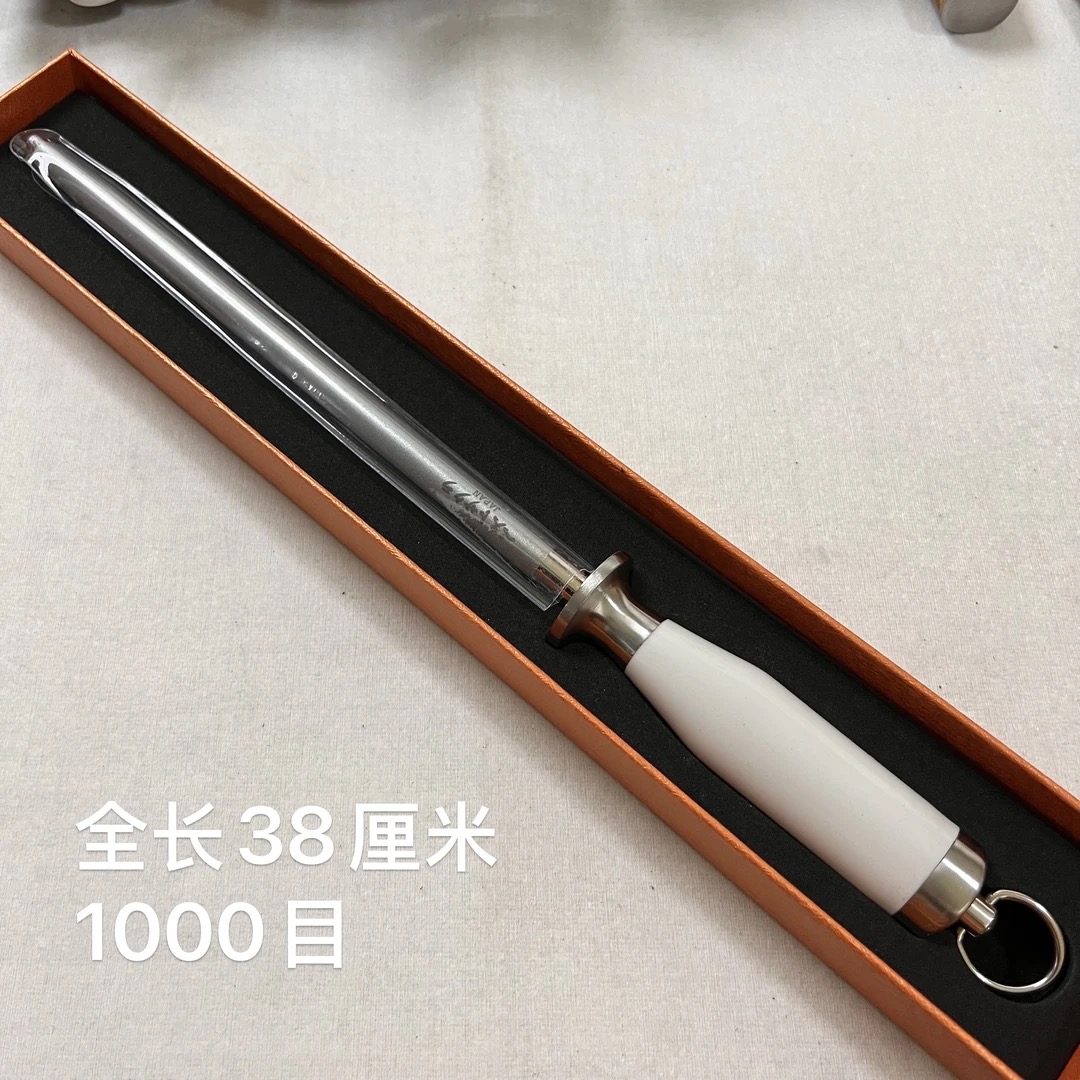 1000目磨刀棒金刚砂耐磨屠夫专用树脂柄白色手柄荡刀棒
