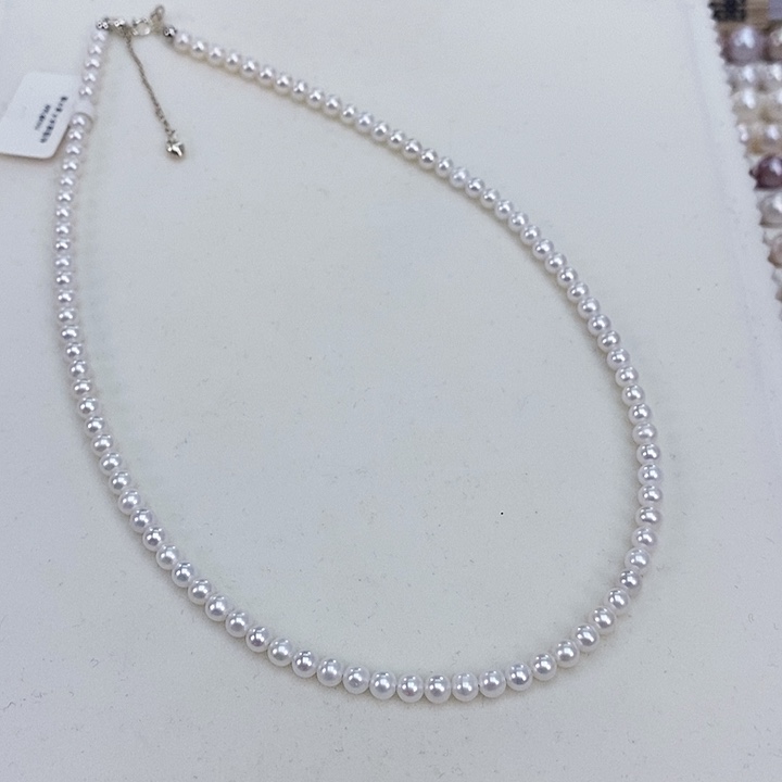 淡水珍珠颈饰银S925镶嵌4.5左右冷白珍珠项链