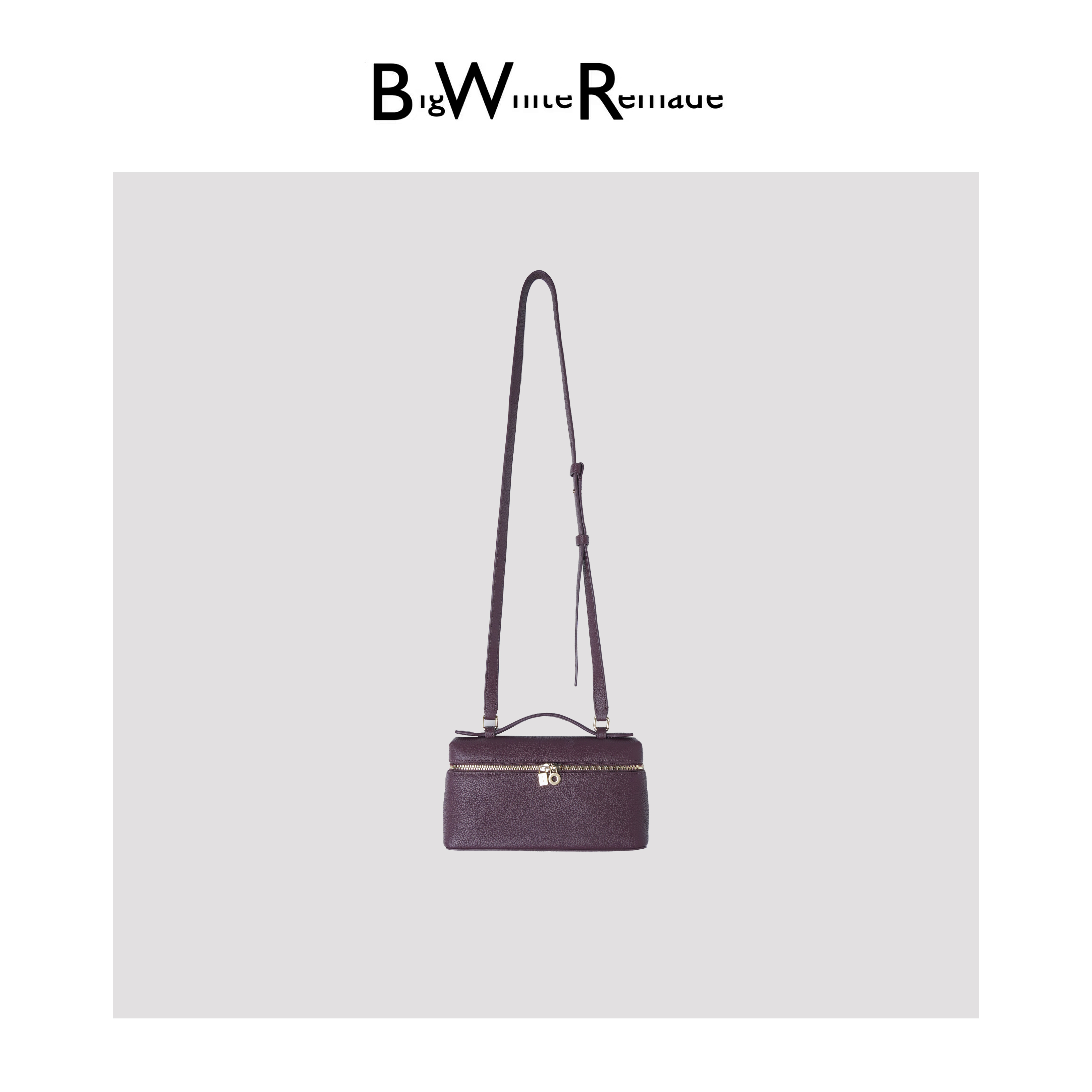 “饭盒包”真皮单肩斜挎荔枝纹手提包包D5L996