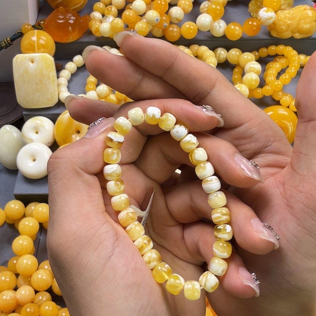 琥珀珠宝奇石未镶嵌8mm