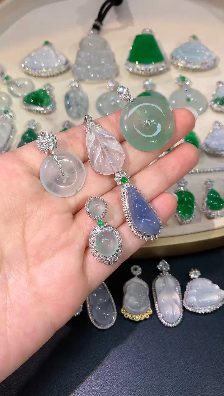 【彩虹盘】翡翠吊坠-多样性发一件-18K金镶嵌-CH16|CXQ21