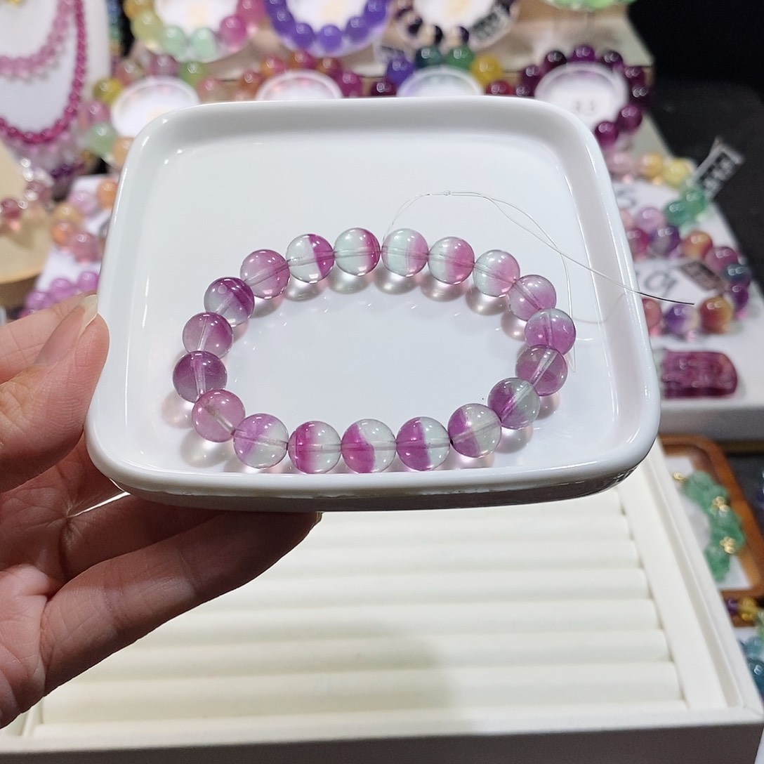 萤石手链未镶嵌粉绿西瓜9加