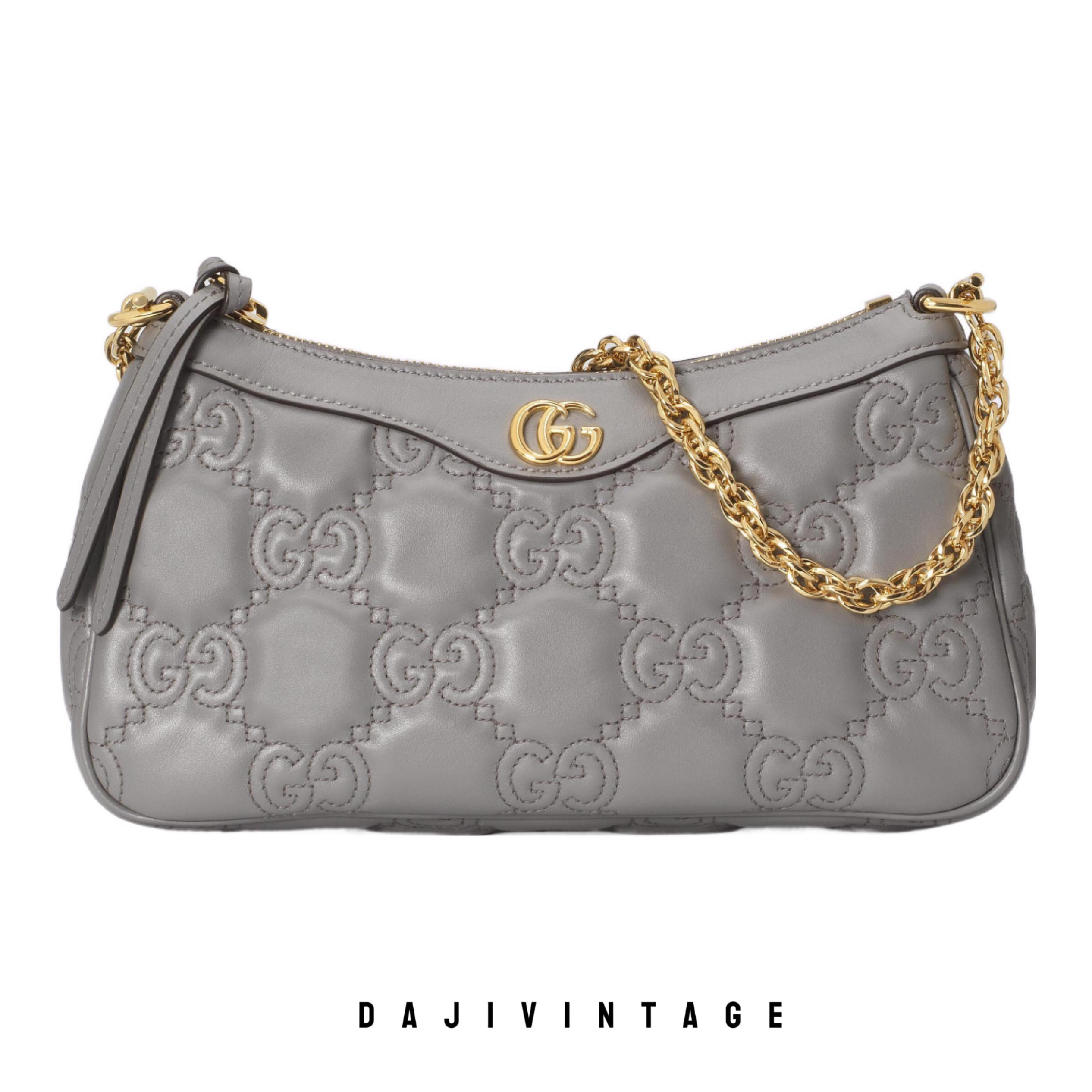 95新 GUCCI/古驰 大吉一店/GUCCI古驰灰色麻将单肩斜挎包