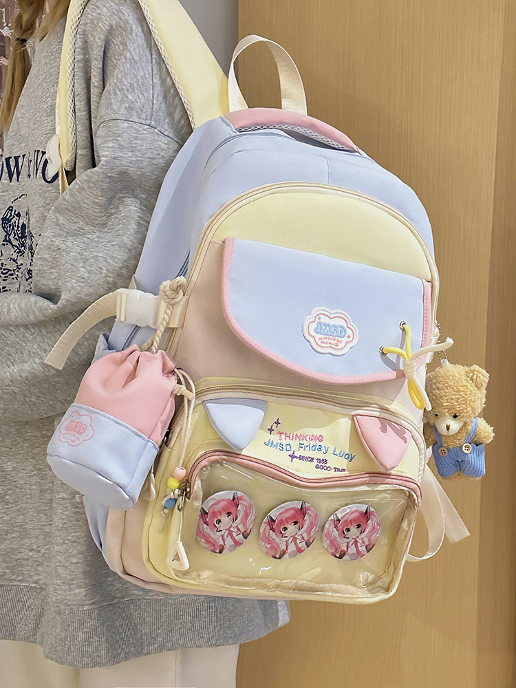 透明书包女初中生日系百搭大容量背包高中小学生学院风痛包双肩包