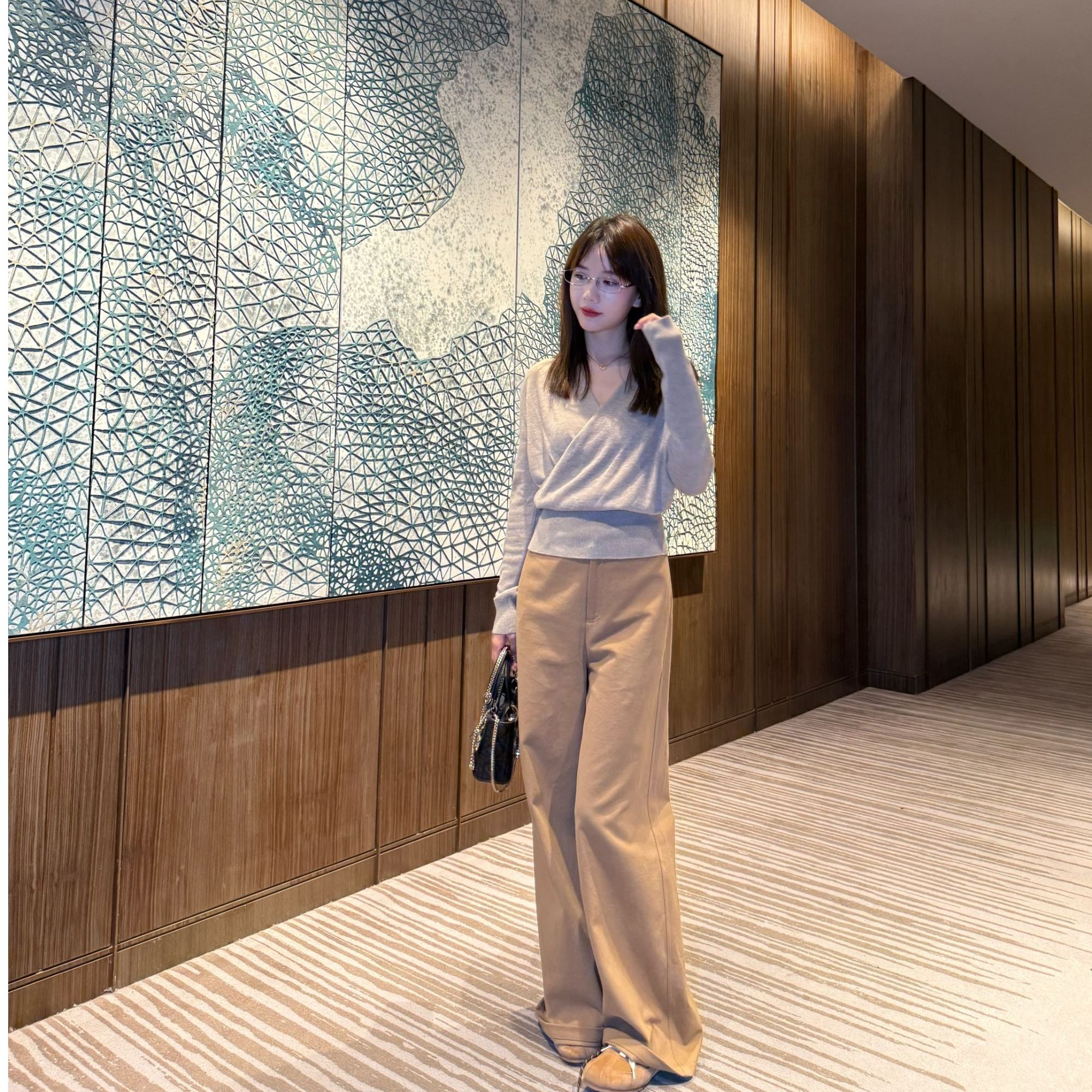 2025秋新款纯棉阔腿休闲裤女