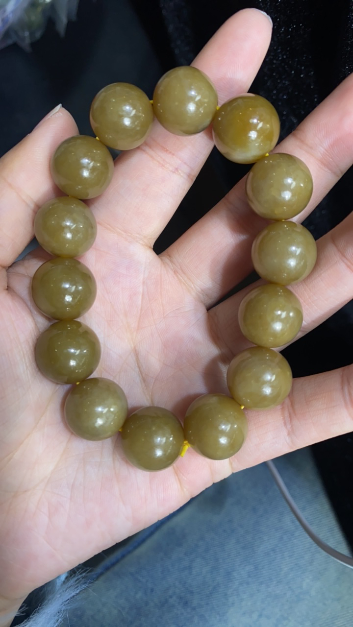 纯天然和田玉新疆且末红糖卡15➕圆珠