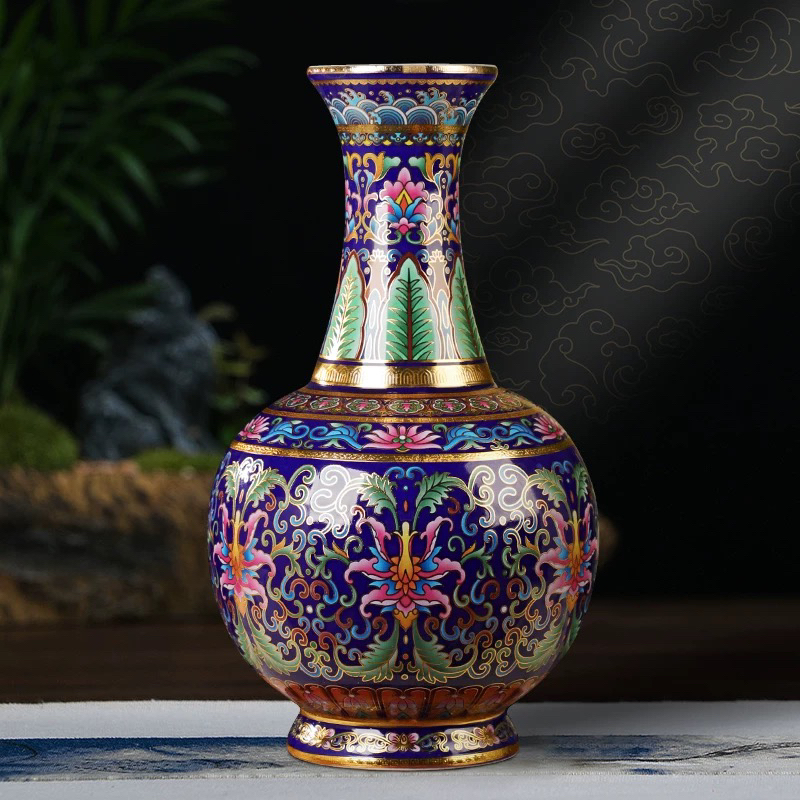 景德镇陶瓷珐琅彩景泰蓝花瓶